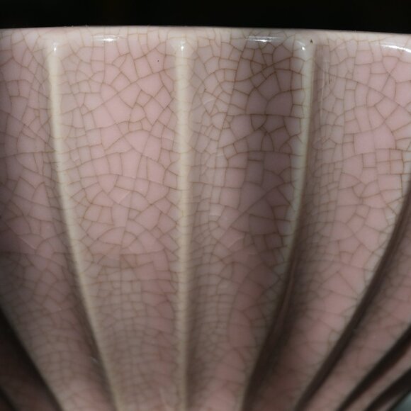 VTG Formalities Baum Brothers Fluted Crackle Collection Pink Vase Bowl - Picture 10 of 10